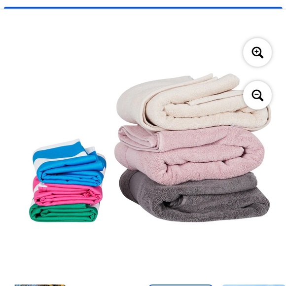 Blue and White Striped Drawstring Bag with a large towel - Picture 4 of 7